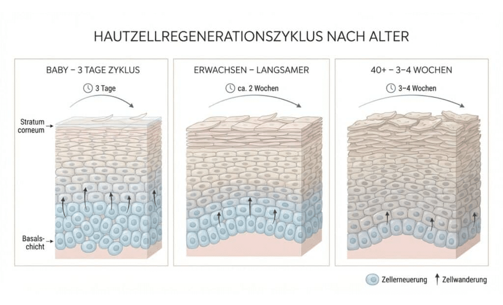 Hautzellregeneration nach Alter - Infografik